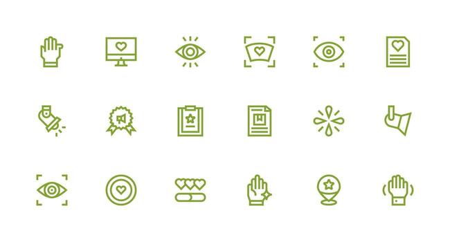 Highlight Visual Pack containing 18 Strong Stroke Line Icons Full Icon Library for UI Designers vector