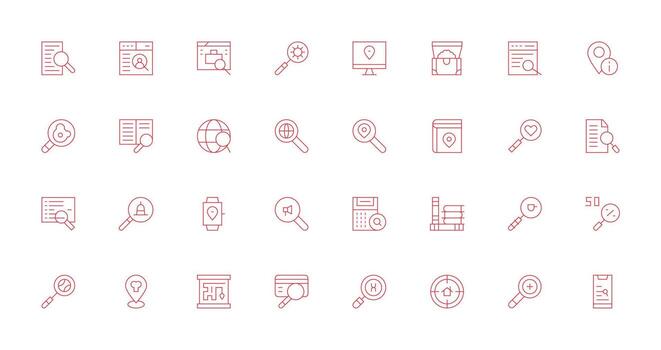 Delgado línea íconos desde encontrar conjunto con 32 vectores general utilizar icono paquete