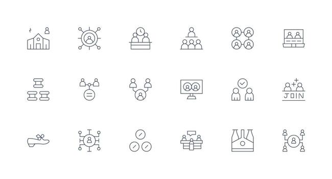 18 mínimo línea vectores para grupo tema simplificado icono paquete para visual herramientas