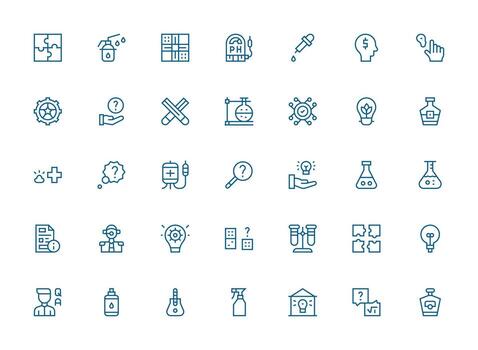 Solution Icon Set with 35 Regular Clean Line Graphics Style Icon Set vector