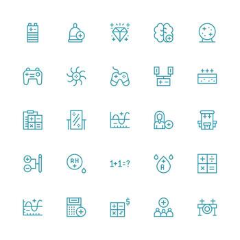 Plus Design Icons featuring 25 in Medium Stroke Outline Style Reusable Icon Set vector