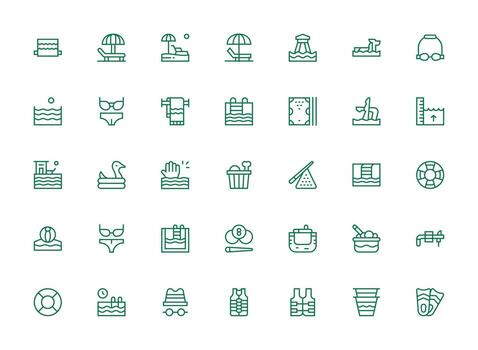 regular limpiar línea íconos desde piscina conjunto con 35 vectores icono colección conjunto