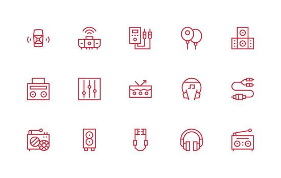 15 Regular Line Vectors for Stereo Theme Web Icon Collection