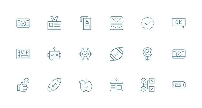 Pass Icon Set with 18 Minimal Line Graphics Clean Icon Collection for Web Use vector