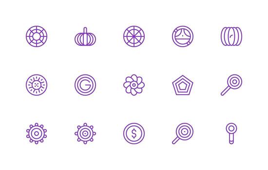 15 Concentric Icons in Regular Line Aesthetic Icon Set for Apps vector