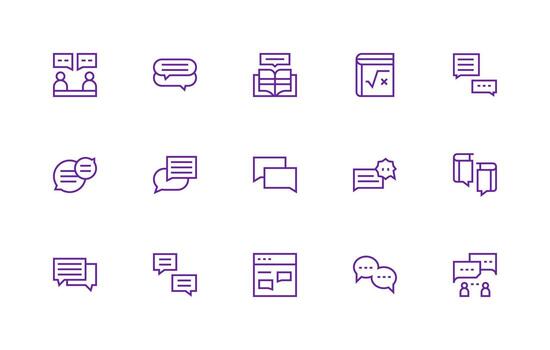 Answer Icon Collection with 15 Regular Line Designs Professional Icon Set vector