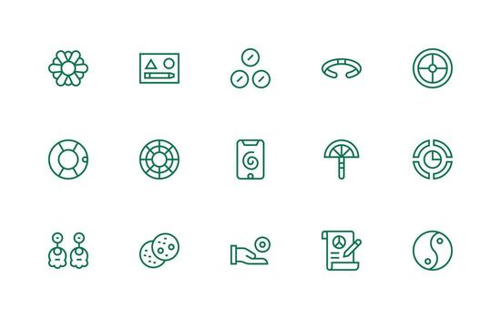 15 Circle Icons in Regular Line Aesthetic Simple Icons for Interface and Wireframes vector