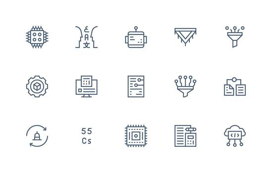 Data Processing including 15 Regular Line Illustrations Professional Icon Set vector