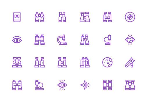 Observation Design Icons featuring 24 in Thick Line Line Style Icons Built for Visual Consistency Pack vector
