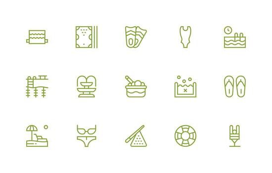 15 Regular Line Vectors for Pool Theme Minimal Icon Set for Interface Projects
