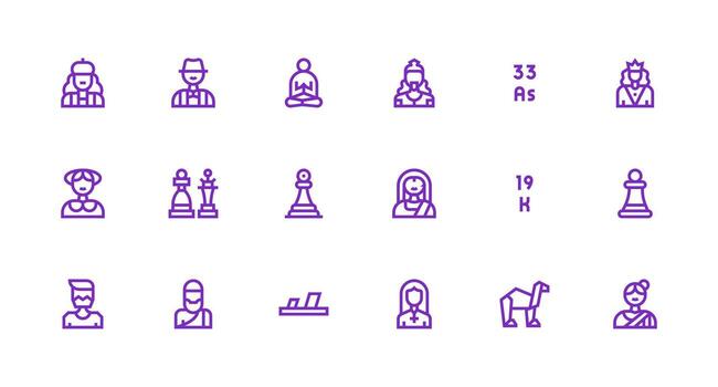 18 Icons for Figure in Strong Stroke Line Format Dashboard Icon Series vector