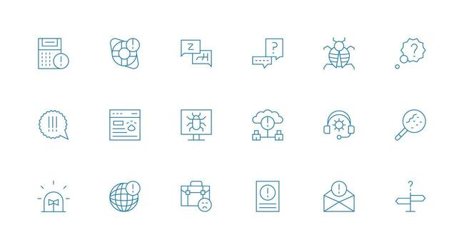 Minimal Line Icons from Problem Set with 18 Vectors All Device Compatible Icon Set