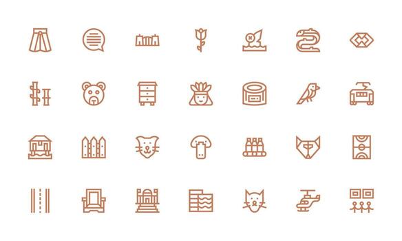 Line Icon Set with 28 Bold Line Graphics Simple Icons for Interface and Wireframes vector