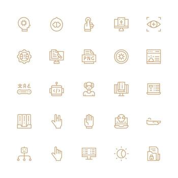 software conjunto con 25 medio carrera contorno íconos inteligente icono colección vector