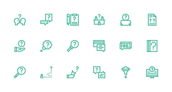 18 Strong Stroke Line Icons for Clarification Graphics Editable Icon Collection vector