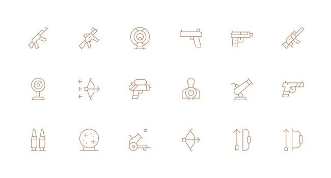Shooting featuring 18 Icons in Minimal Line Design Multi-Purpose Icon Set vector