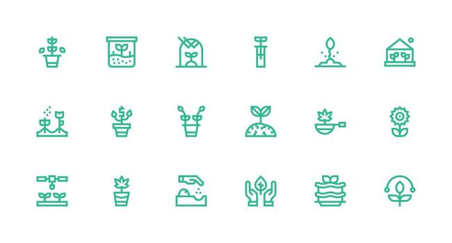 Seedling Set with 18 Strong Stroke Line Icons Functional Icon Series vector