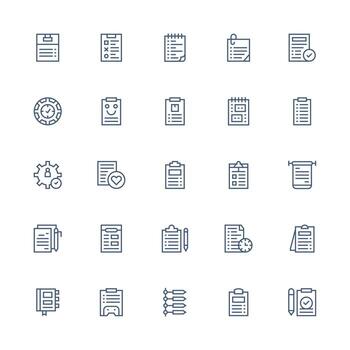 medio carrera contorno estilo Lista de Verificación íconos con 25 vectores moderno icono conjunto