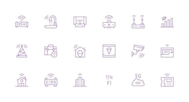 18 Minimal Line Style Icons from Wifi Collection Display Icon Pack vector
