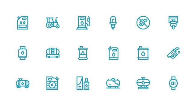 Diesel Icon Set with 18 Strong Stroke Line Graphics Icon Set for Web vector