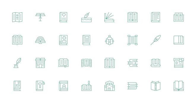 32 Icons for Literature in Thin Line Format Multi-Purpose Icon Pack for Templates vector