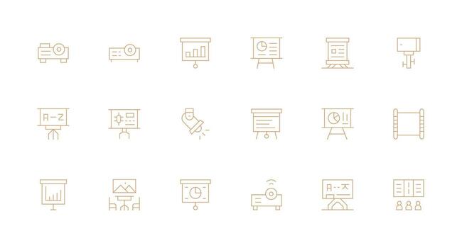 proyector conjunto con 18 mínimo línea íconos limpiar icono colección para web utilizar vector