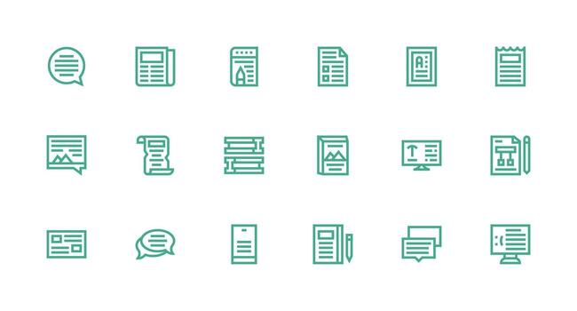 Paragraph including 18 Strong Stroke Line Illustrations User Interface Icons for Digital Products vector