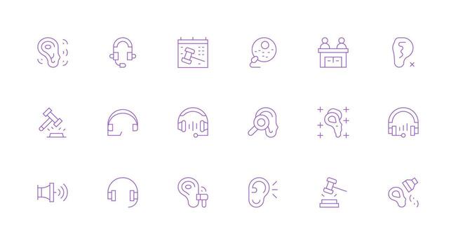 18 Minimal Line Style Icons from Hearing Collection UI Icon Set vector