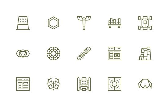 Framework featuring 15 Icons in Regular Line Design Neutral Style Icons for Any Project vector