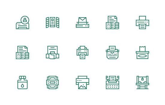 15 Regular Line Icons for Printing Graphics High-Resolution Icons for Any Platform vector