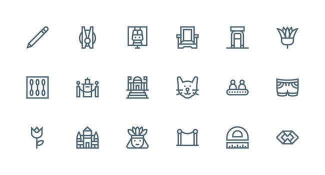 Line Icon Set with 18 Strong Stroke Line Graphics Multi-Purpose Icon Pack for Templates vector