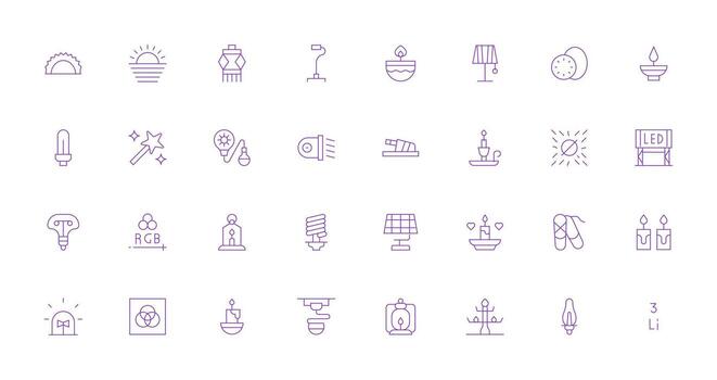 ligero diseño íconos presentando 32 en Delgado línea estilo de uso múltiple icono diseño paquete vector