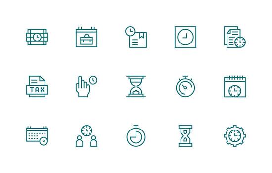 15 Icons for Deadline in Regular Line Format Clear and Concise Icon Set Collection vector