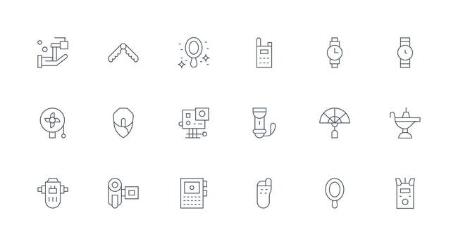 Handheld Design Icons featuring 18 in Minimal Line Style Organized Pack for Project Assets vector