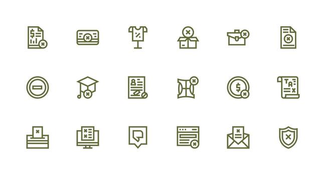 rechazado conjunto con 18 fuerte carrera línea íconos claro y conciso icono conjunto colección vector