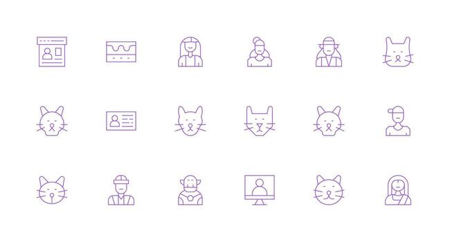 18 mínimo línea estilo íconos desde perfil ver colección claro y conciso icono conjunto colección vector