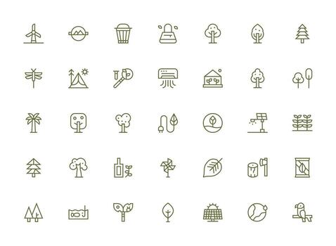 Environment Design Icons featuring 35 in Regular Clean Line Style Reliable Icons for All Interfaces vector