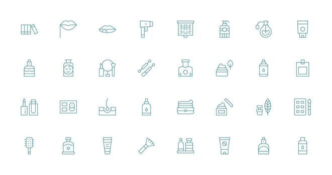 Cosmetics Icon Collection with 32 Thin Line Designs Web and App Icon Pack Collection vector