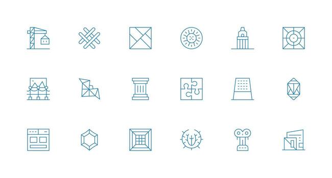 marco de referencia presentando 18 íconos en mínimo línea diseño basado en temas icono paquete vector