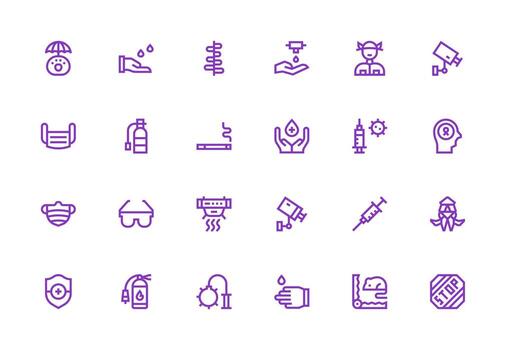 Prevention Icon Set with 24 Thick Line Line Graphics Icons Built for Visual Consistency Pack vector