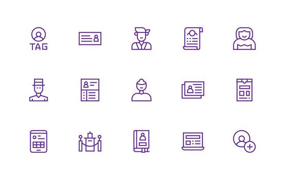 15 regular línea íconos para registro gráficos icono paquete para ui vector