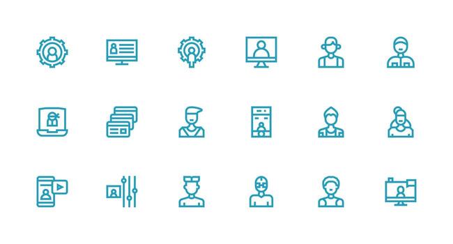 cuenta administración conjunto con 18 fuerte carrera línea íconos sencillo íconos para interfaz y wireframes vector