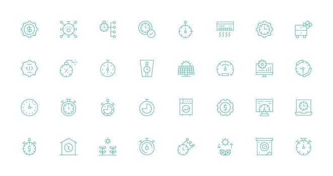 Efficiency featuring 32 Icons in Thin Line Design Essential Icons for Rapid UI Building vector