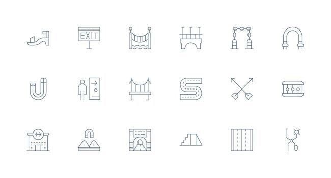 Pathway Icon Set with 18 Minimal Line Graphics Minimal Icon Pack vector
