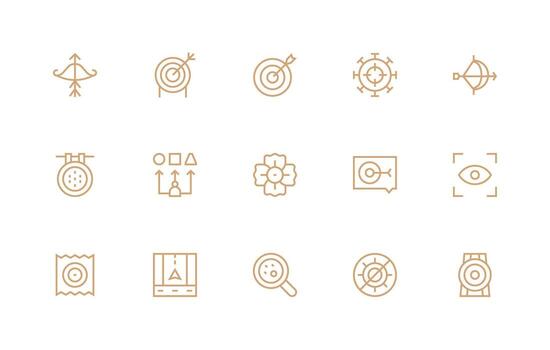 objetivo incluso 15 regular línea ilustraciones escalable íconos para multiplataforma interfaces vector