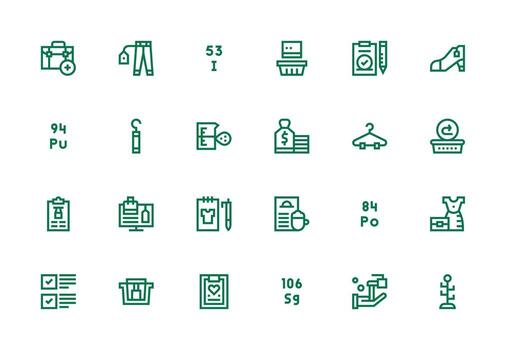 24 íconos para articulo en grueso línea línea formato estilo icono conjunto vector