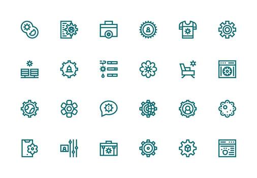 Customization Design Icons featuring 24 in Thick Line Line Style Digital Product Icons for Fast Delivery vector