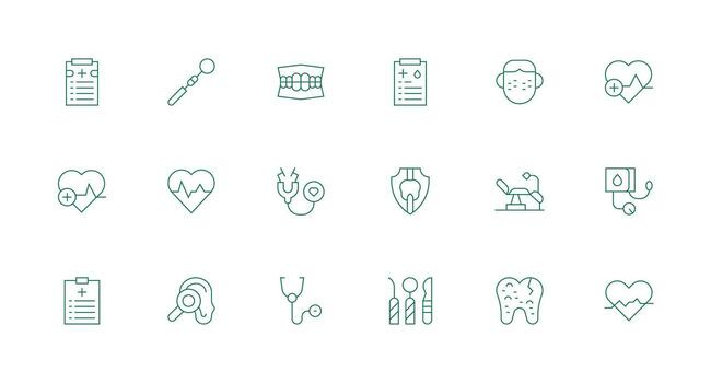 Checkup including 18 Minimal Line Illustrations Icon Set for Web vector