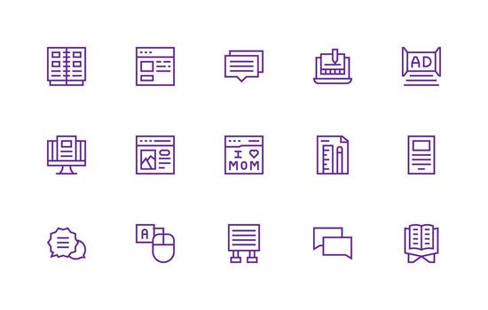 15 Regular Line Icons for Text Graphics Multi-Purpose Icon Pack for Templates vector