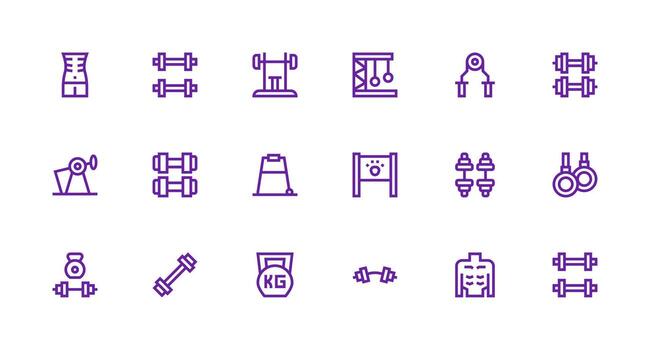18 Strong Stroke Line Style Icons from Bodybuilding Collection Scalable Icons for Cross-Platform Interfaces vector